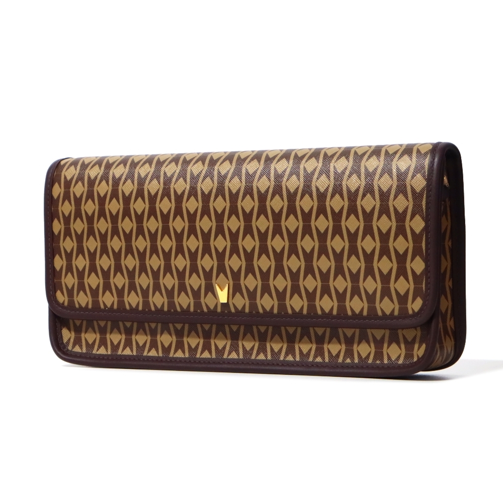 M.A.M.A. Crown Collection Luxury Crossbody Clutch Bag - Brown Canvas